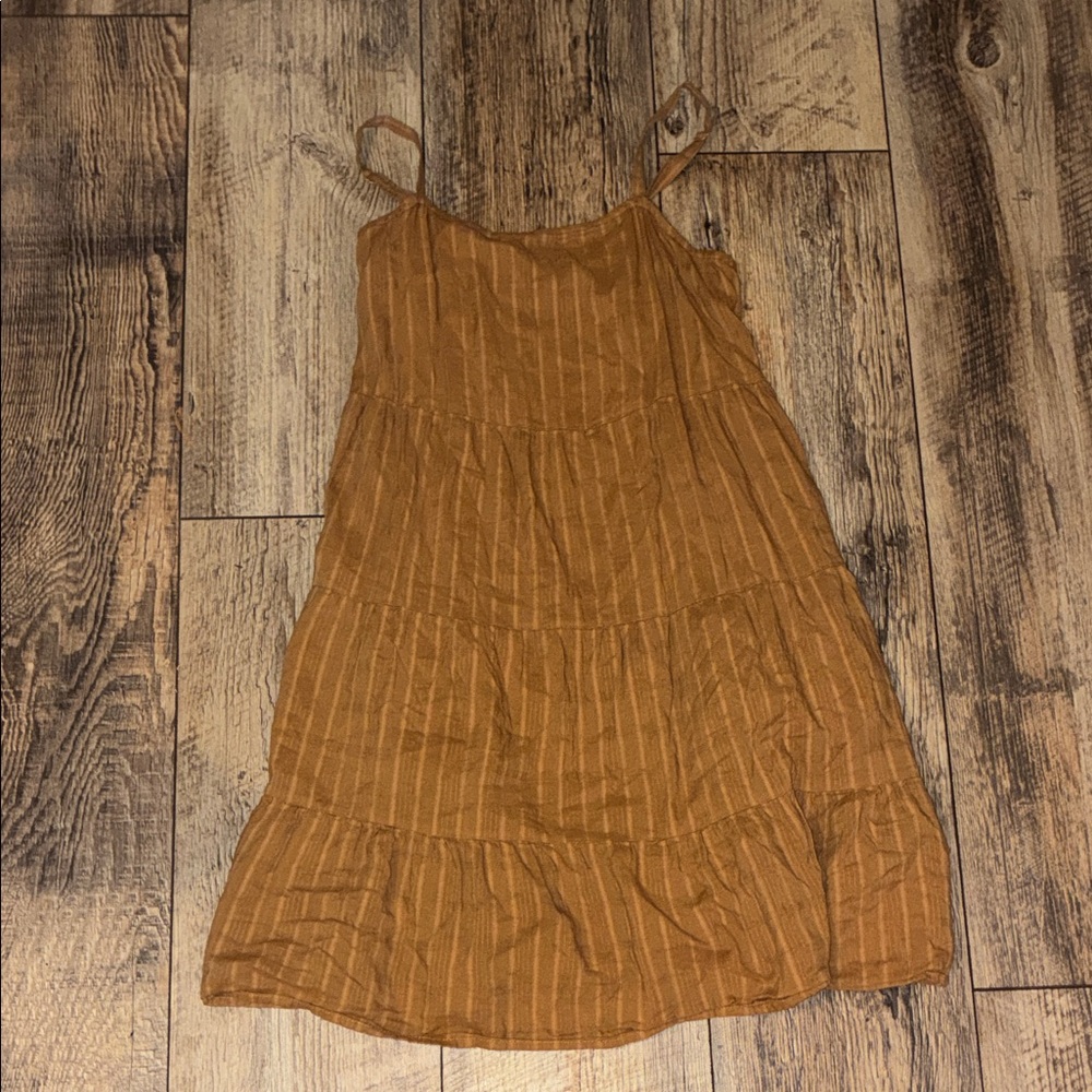 Striped Brown Sleeveless Dress